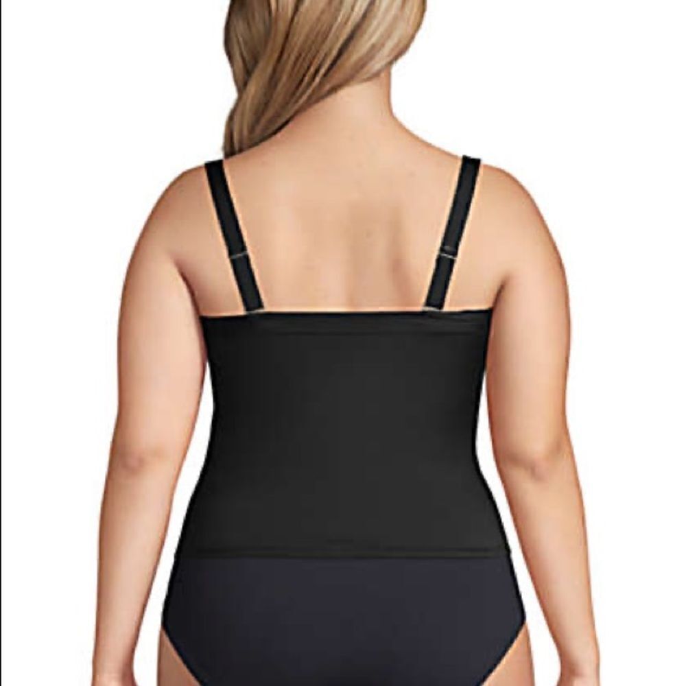 Land’s End Plus Regular size Bandeau tankini top removable straps black Various - Picture 6 of 9